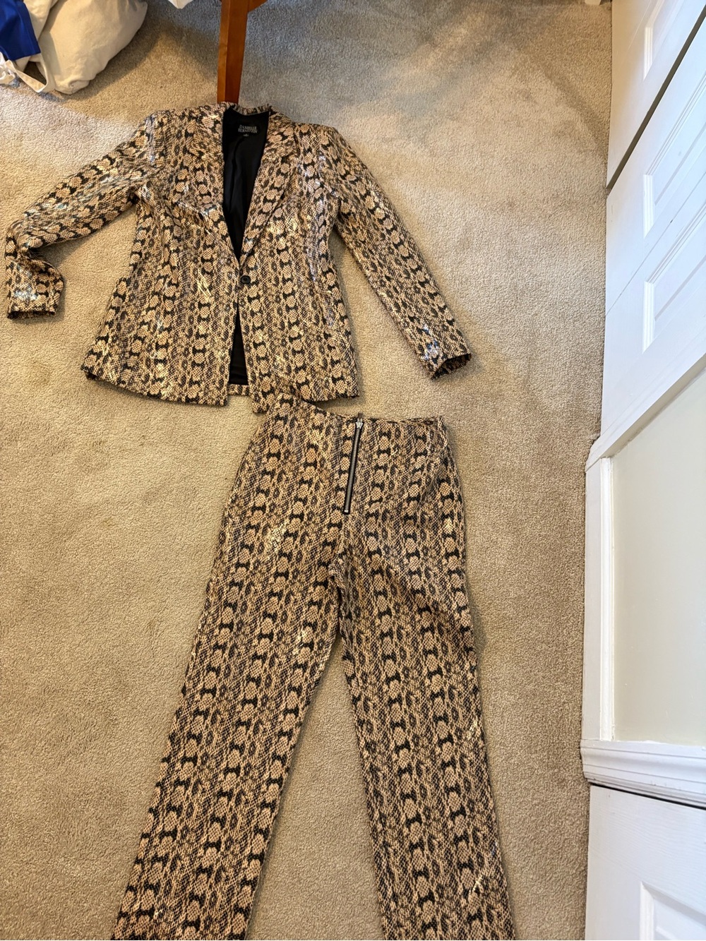 Snake Print High-Waist Pants - Brown